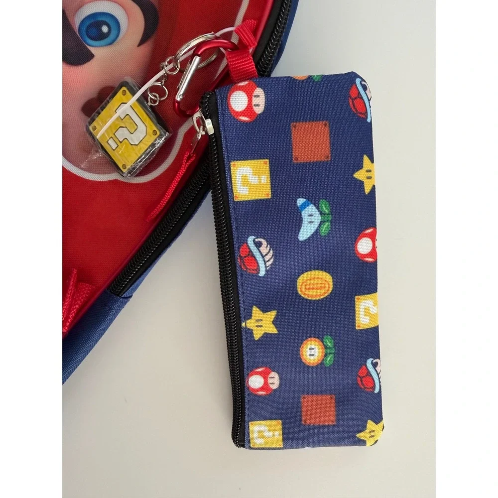 Bioworld Super Mario Kids 6 Piece Backpack Set Lunch Bag Water Bottle Red Blue